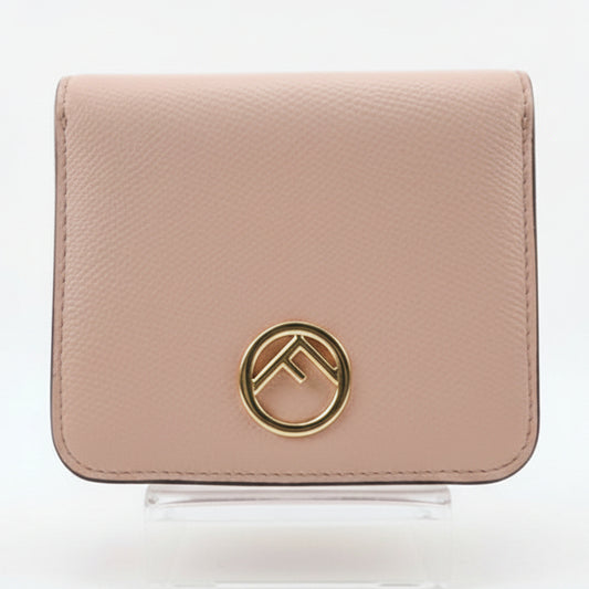 Fendi Logo Bifold Leather Wallet in Pink Poured Blush - VeeLuxeCollectives