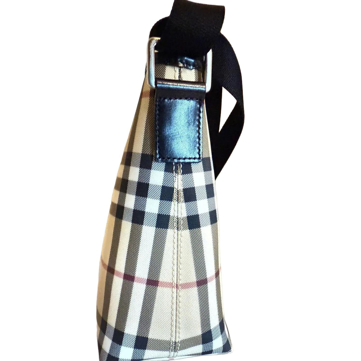 Burberry Classic Nova Check Canvas Messenger Bag Sand Beige Trim - VeeLuxeCollectives