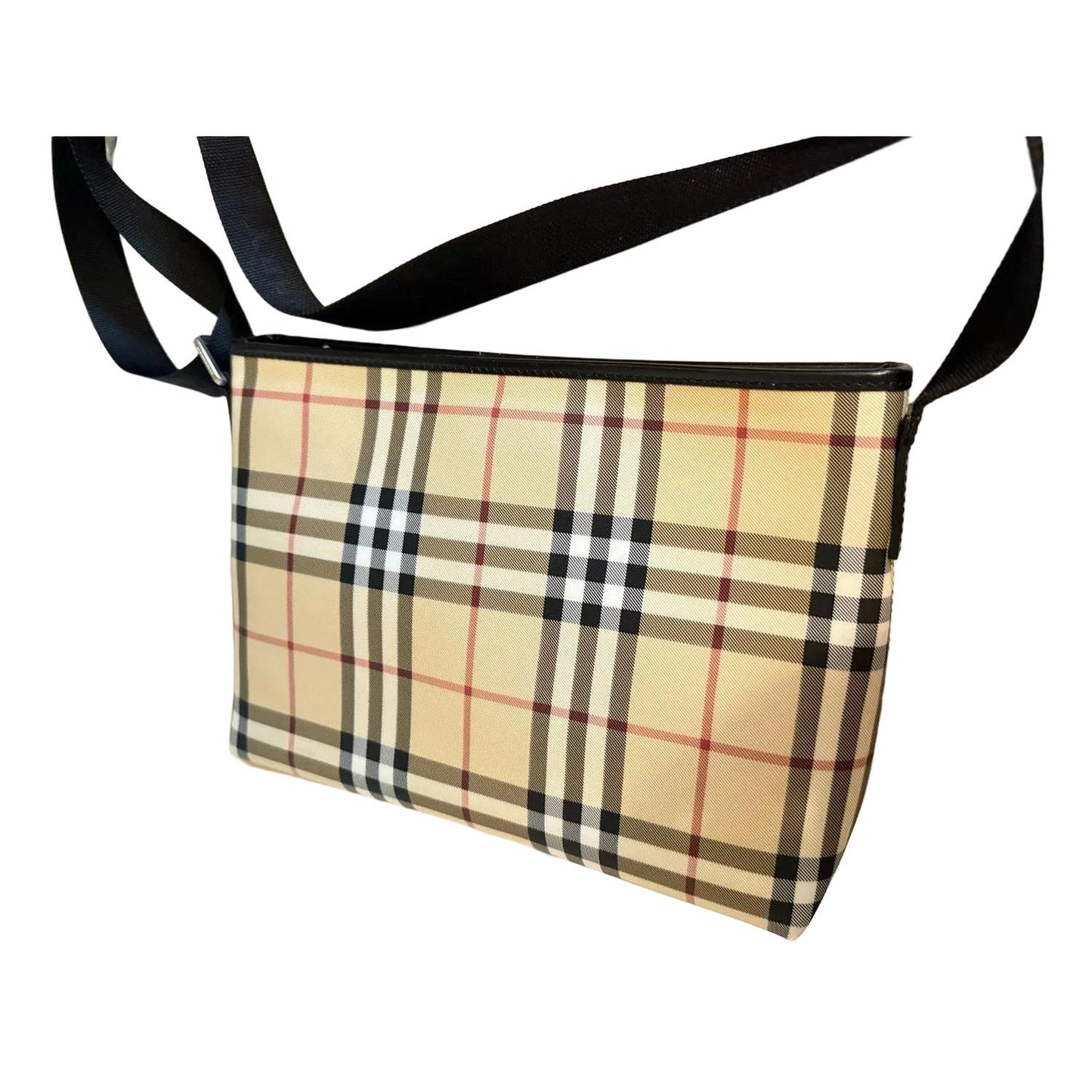 Burberry Classic Nova Check Canvas Messenger Bag Sand Beige Trim - VeeLuxeCollectives
