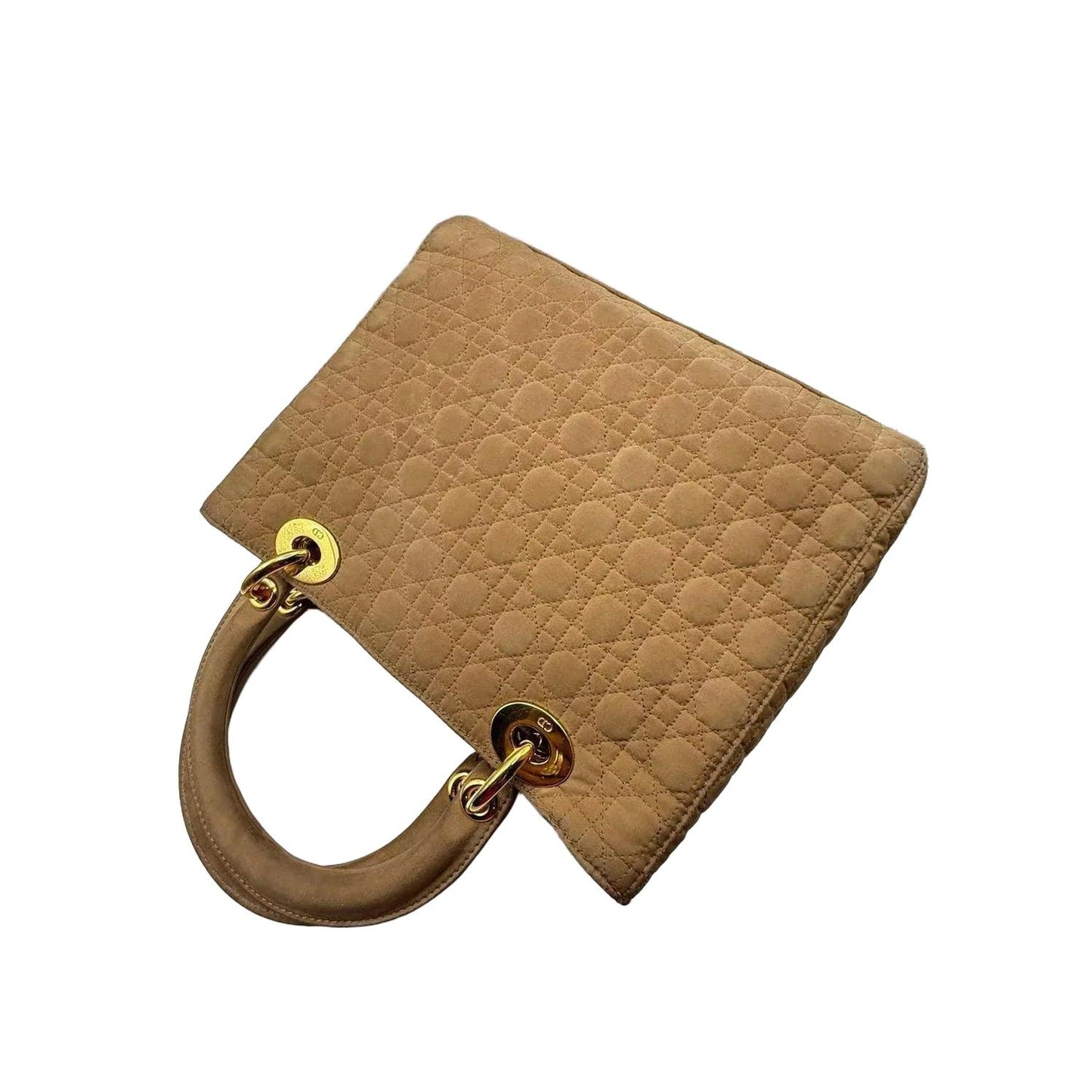 Christian Dior Lady Dior Medium Beige Nylon Cannage Handbag Gold Hardware - VeeLuxeCollectives