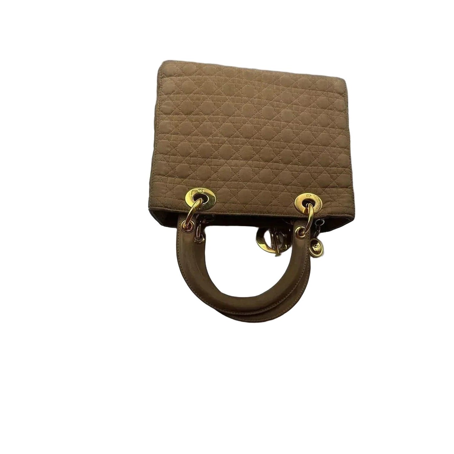 Christian Dior Lady Dior Medium Beige Nylon Cannage Handbag Gold Hardware - VeeLuxeCollectives