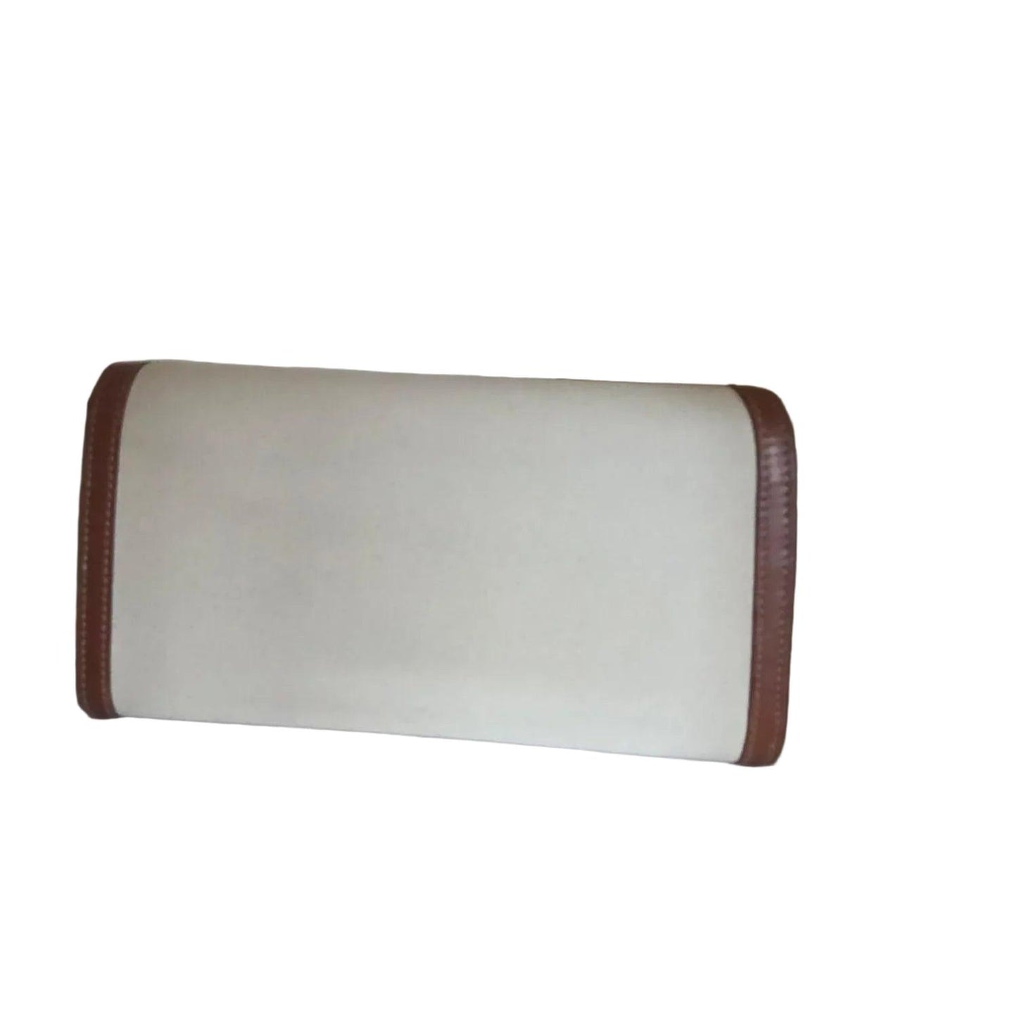 Celine Triomphe Long Bifold Wallet in Beige Canvas and Leather - VeeLuxeCollectives