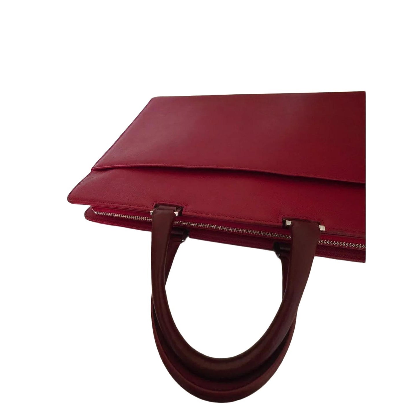 Burberry 40cm Saffiano Red Leather Business Briefcase Bag - VeeLuxeCollectives