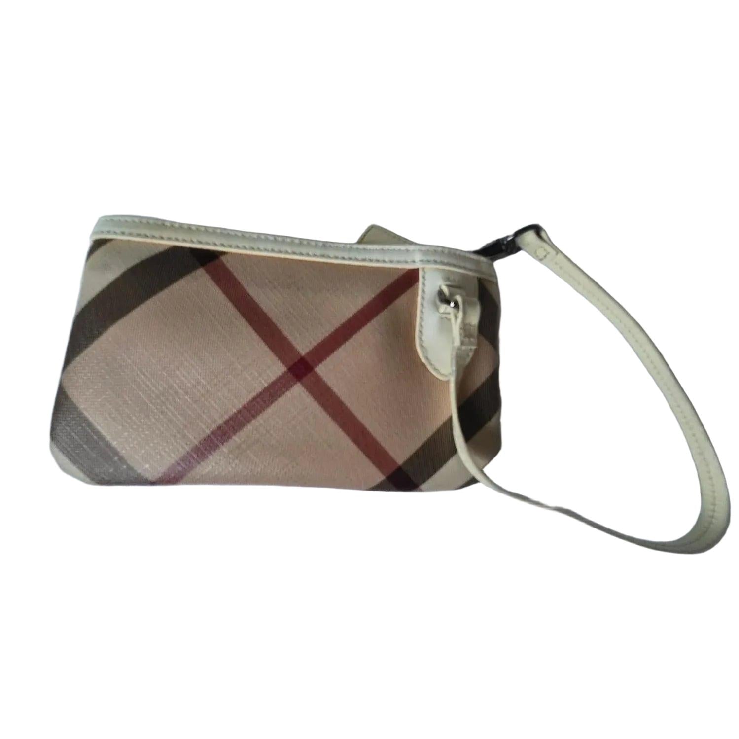 Burberry Nova Check Beige Coated Canvas Small Wristlet Purse - VeeLuxeCollectives