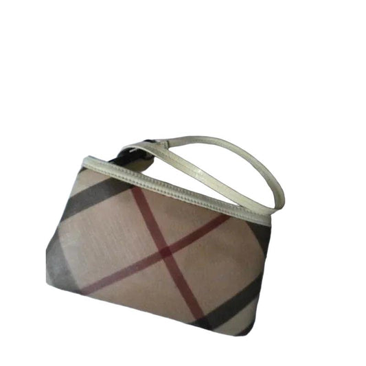 Burberry Nova Check Beige Coated Canvas Small Wristlet Purse - VeeLuxeCollectives