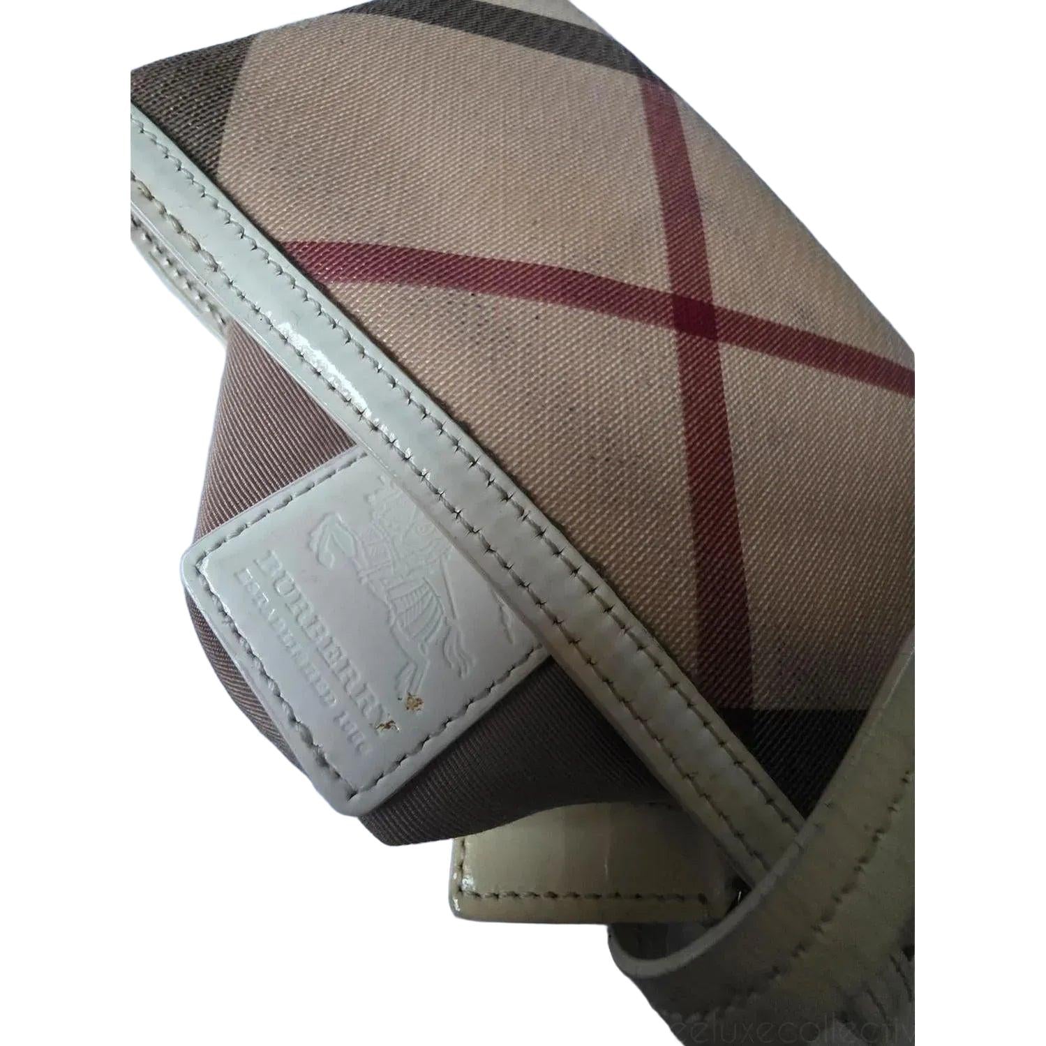 Burberry Nova Check Beige Coated Canvas Small Wristlet Purse - VeeLuxeCollectives