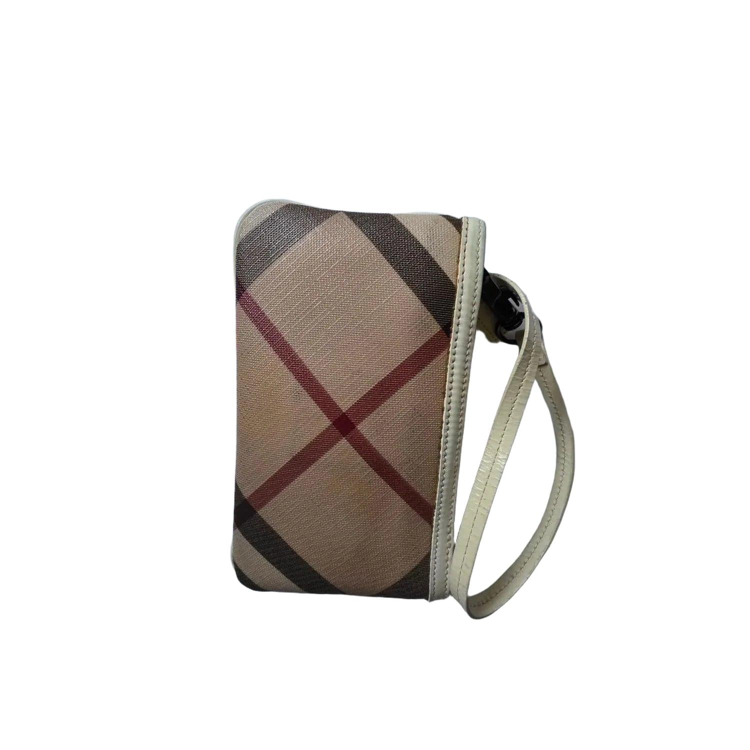 Burberry Nova Check Beige Coated Canvas Small Wristlet Purse - VeeLuxeCollectives