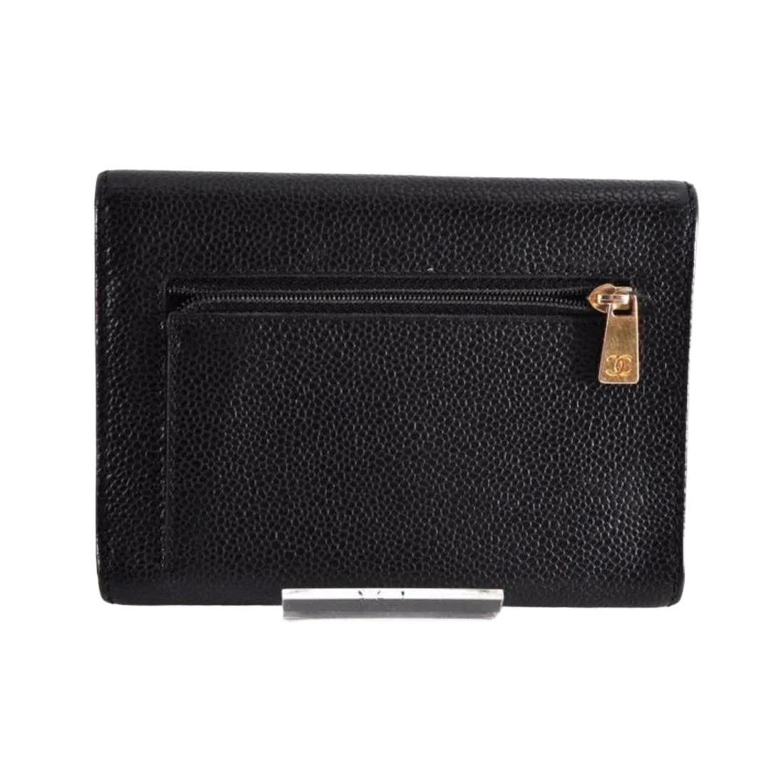 Chanel Black Caviar Leather Bifold Wallet in Good Pre-owned Condition - VeeLuxeCollectives