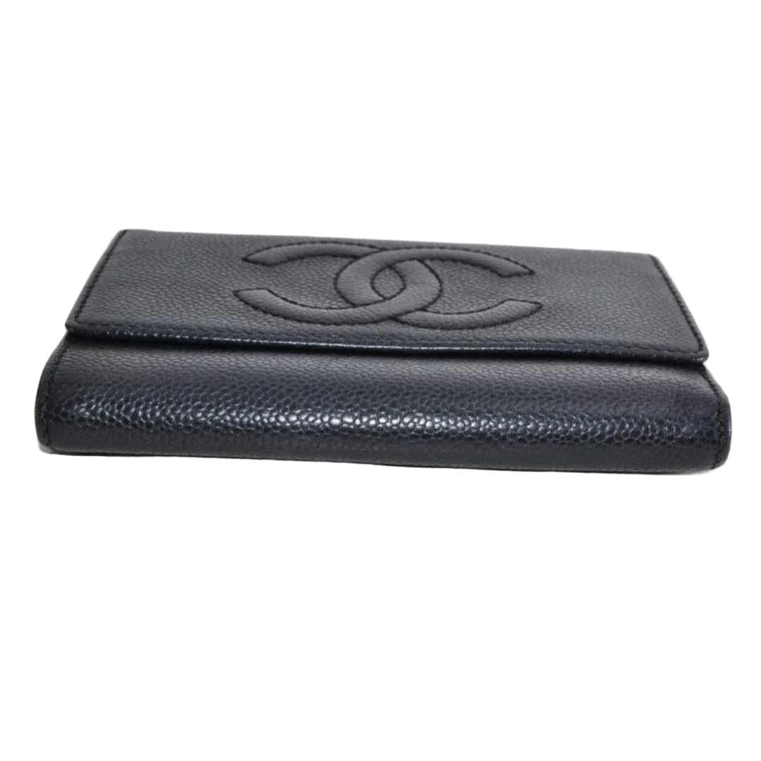 Chanel Black Caviar Leather Bifold Wallet in Good Pre-owned Condition - VeeLuxeCollectives