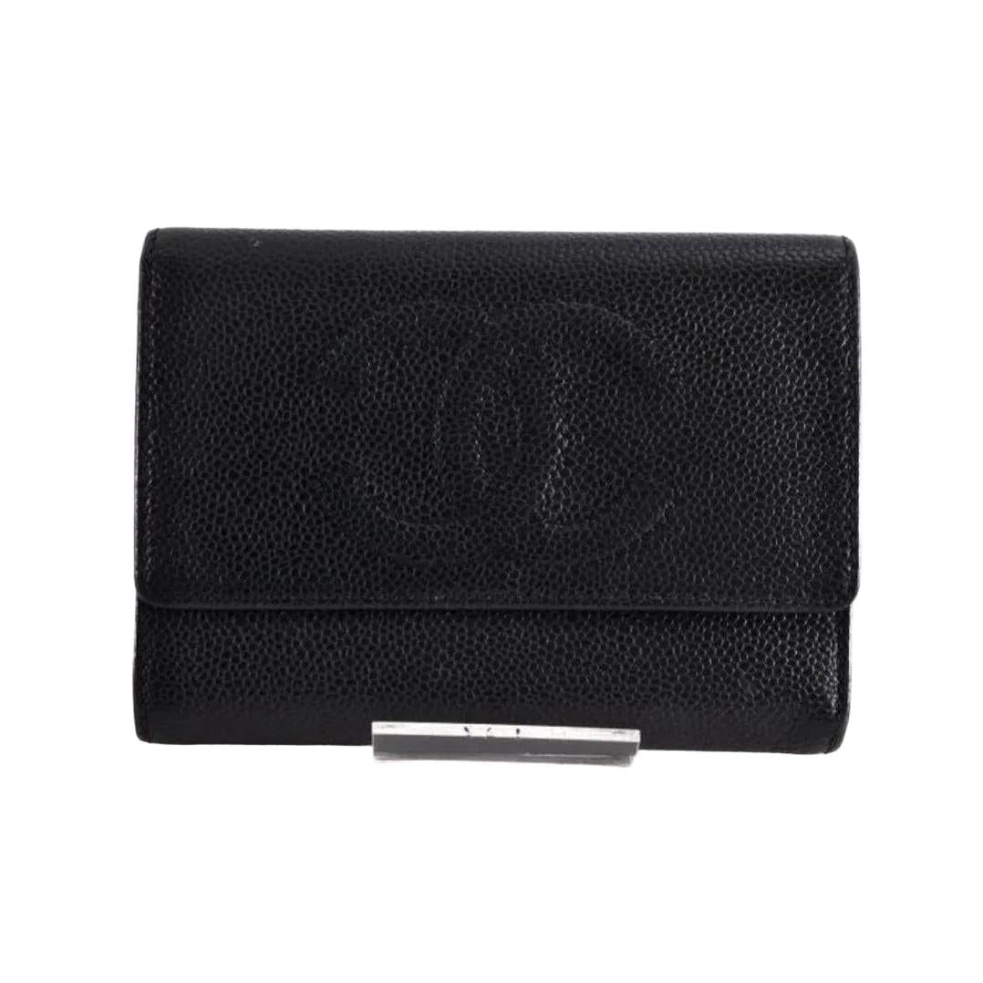 Chanel Black Caviar Leather Bifold Wallet in Good Pre-owned Condition - VeeLuxeCollectives