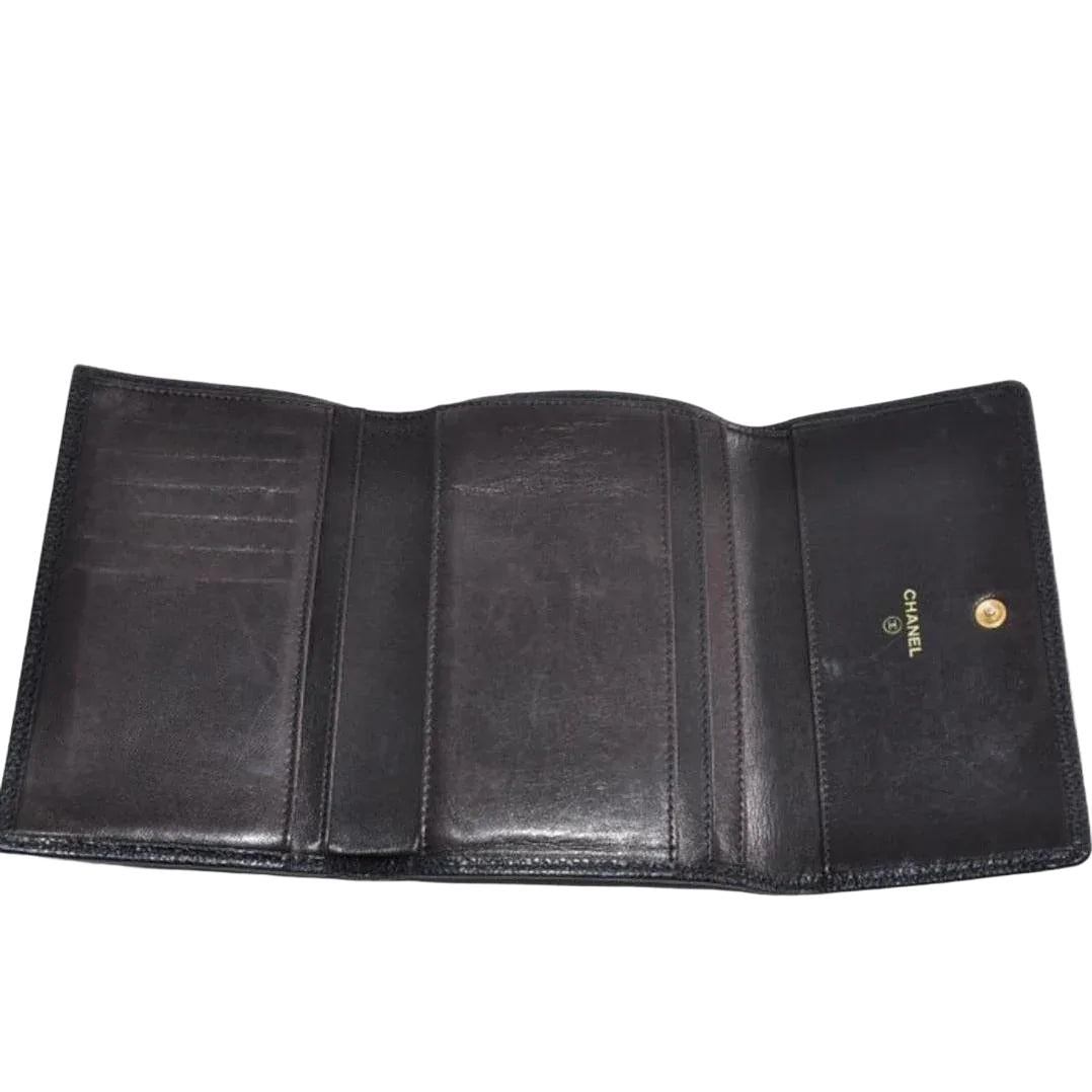 Chanel Black Caviar Leather Bifold Wallet in Good Pre-owned Condition - VeeLuxeCollectives