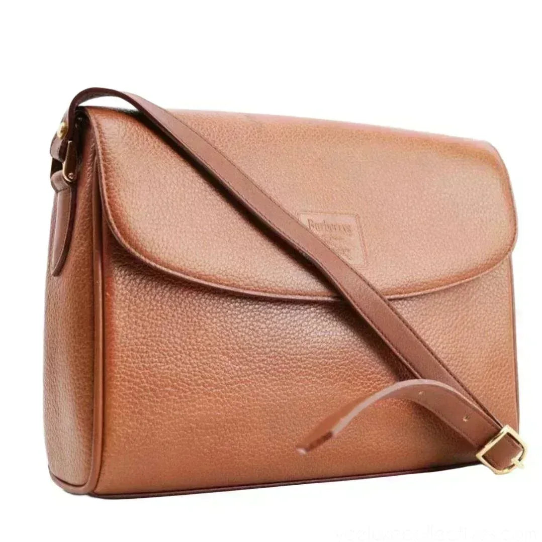 Burberry Brown Leather Nova Box Messenger Crossbody Bag - VeeLuxeCollectives