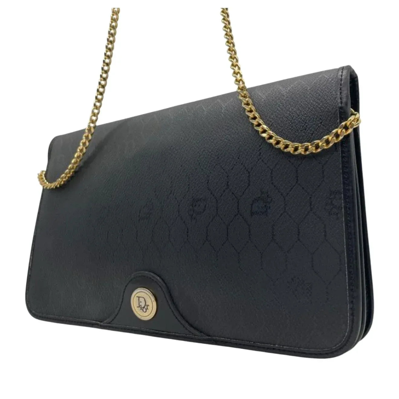 Christian Dior Vintage Honeycomb Wallet On Chain Canvas Bag - VeeLuxeCollectives