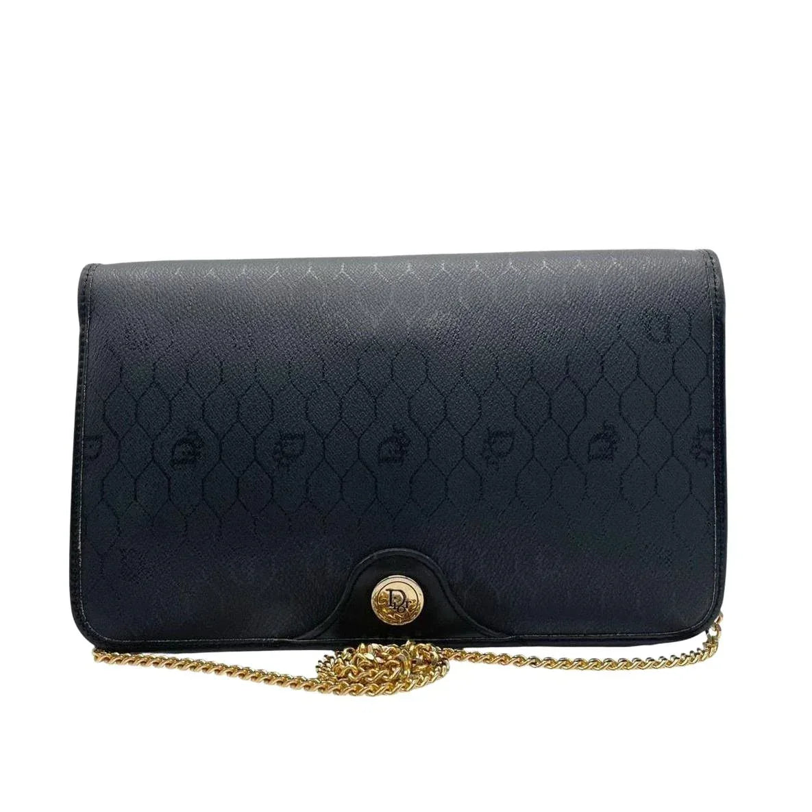 Christian Dior Vintage Honeycomb Wallet On Chain Canvas Bag - VeeLuxeCollectives