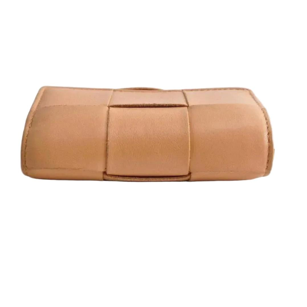 Bottega Veneta Cassette Trifold Leather Wallet in Camel Tan - VeeLuxeCollectives