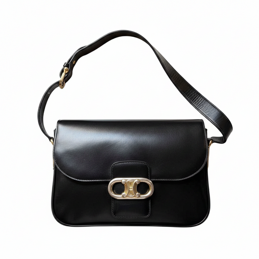 Celine Triomphe Box Black Leather Crossbody Bag