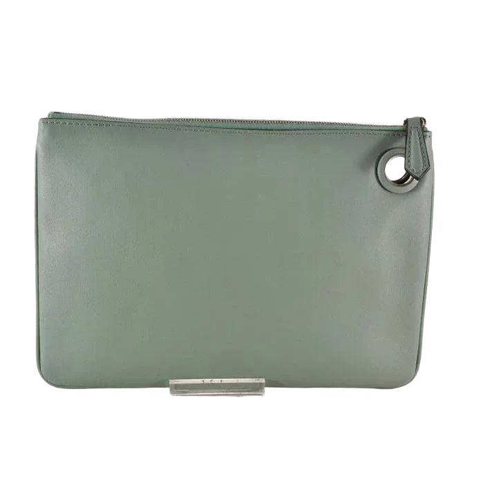 Fendi Green Smooth Leather Pouch - VeeLuxeCollectives