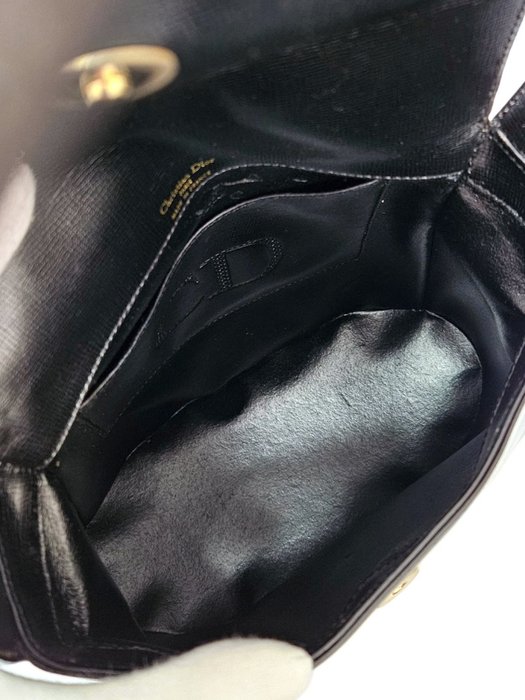 Christian Dior Vintage Black Leather Shoulder Bag