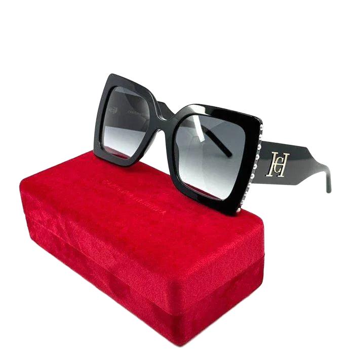 Carolina Herrera Black Acetate Sunglasses with Tinted Grey Lenses - VeeLuxeCollectives