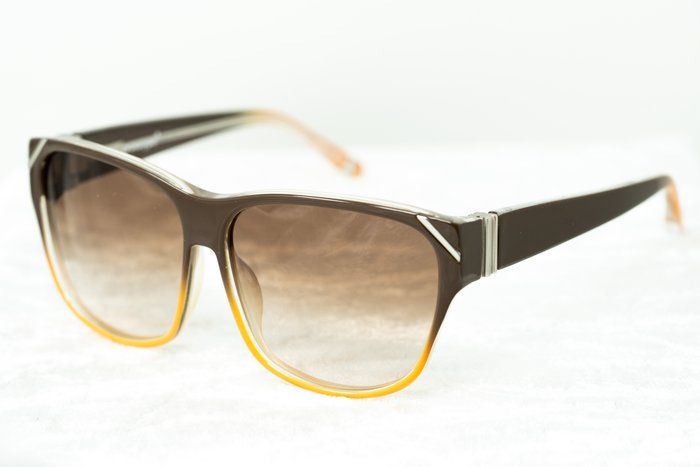 Yohji Yamamoto x Linda Farrow Brown Orange Square Frame Sunglasses