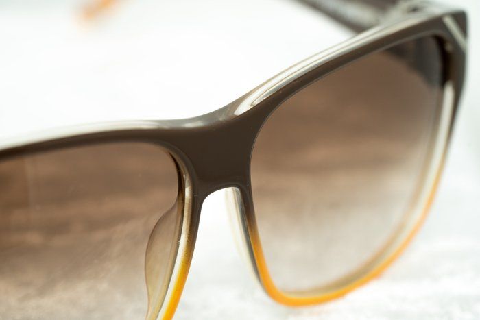 Yohji Yamamoto x Linda Farrow Brown Orange Square Frame Sunglasses