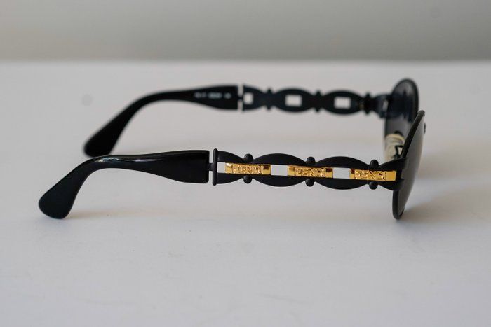 Vintage Fendi Black and Gold Sunglasses with Original Designer Case