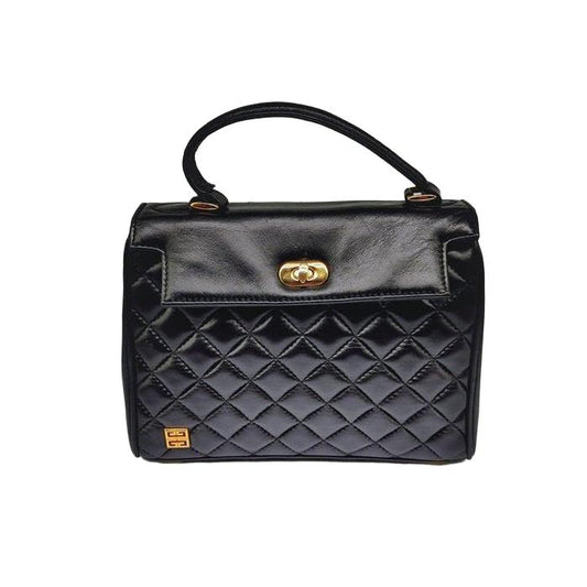 Sac à main vintage Givenchy matelassé avec poignée supérieure, noir