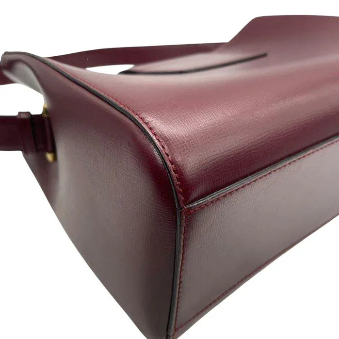 Cartier Vintage Must de Leather Shoulder Bag in Bordeaux Red - VeeLuxeCollectives