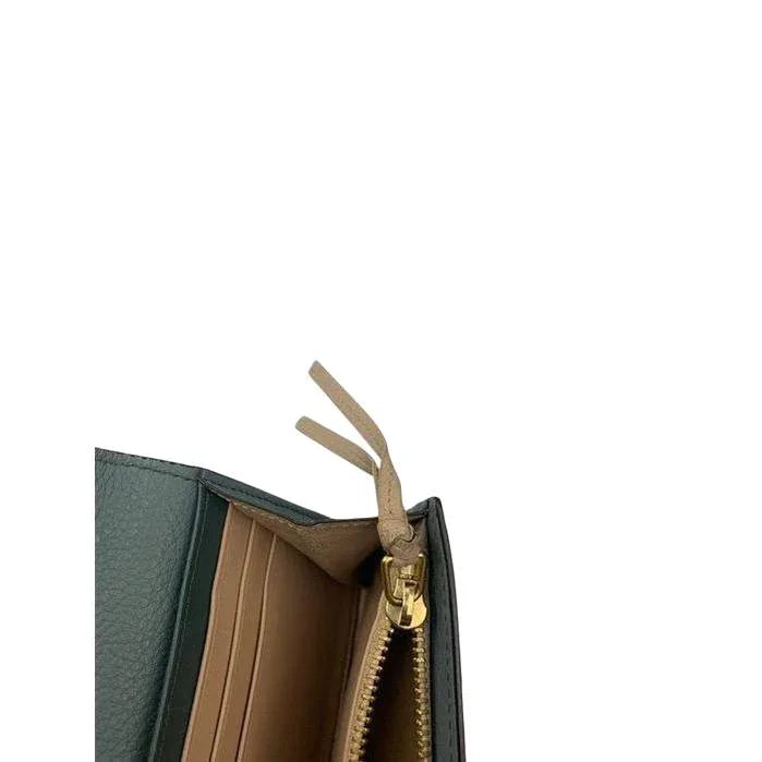 Chloé Alphabet Compact Green Leather Wallet for Women - VeeLuxeCollectives