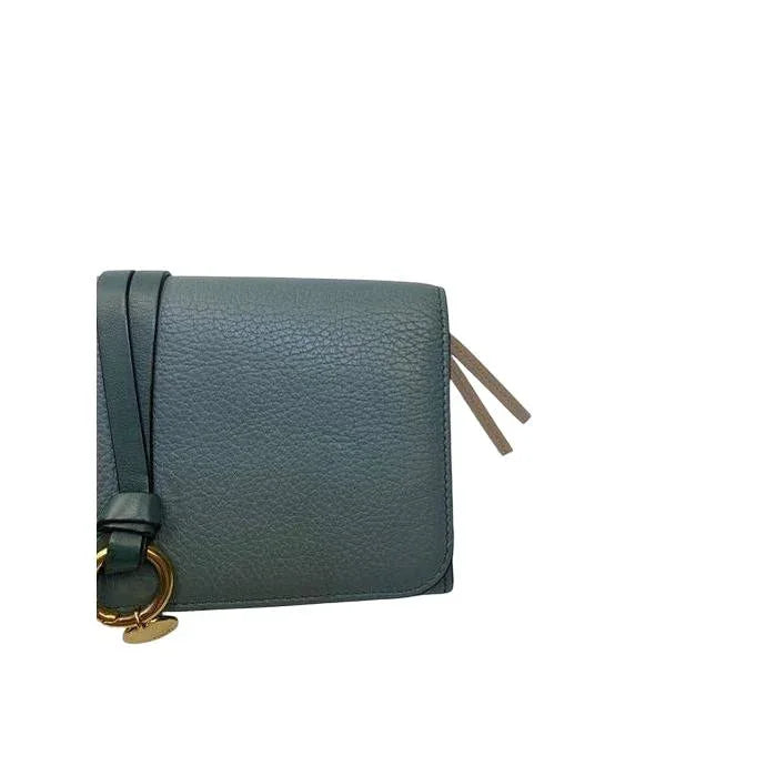 Chloé Alphabet Compact Green Leather Wallet for Women - VeeLuxeCollectives