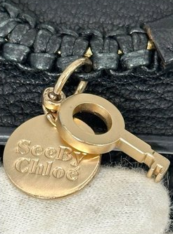 See by Chloé Hana Shoulder Bag – Black Suede & Leather with Gold-Tone Hardware