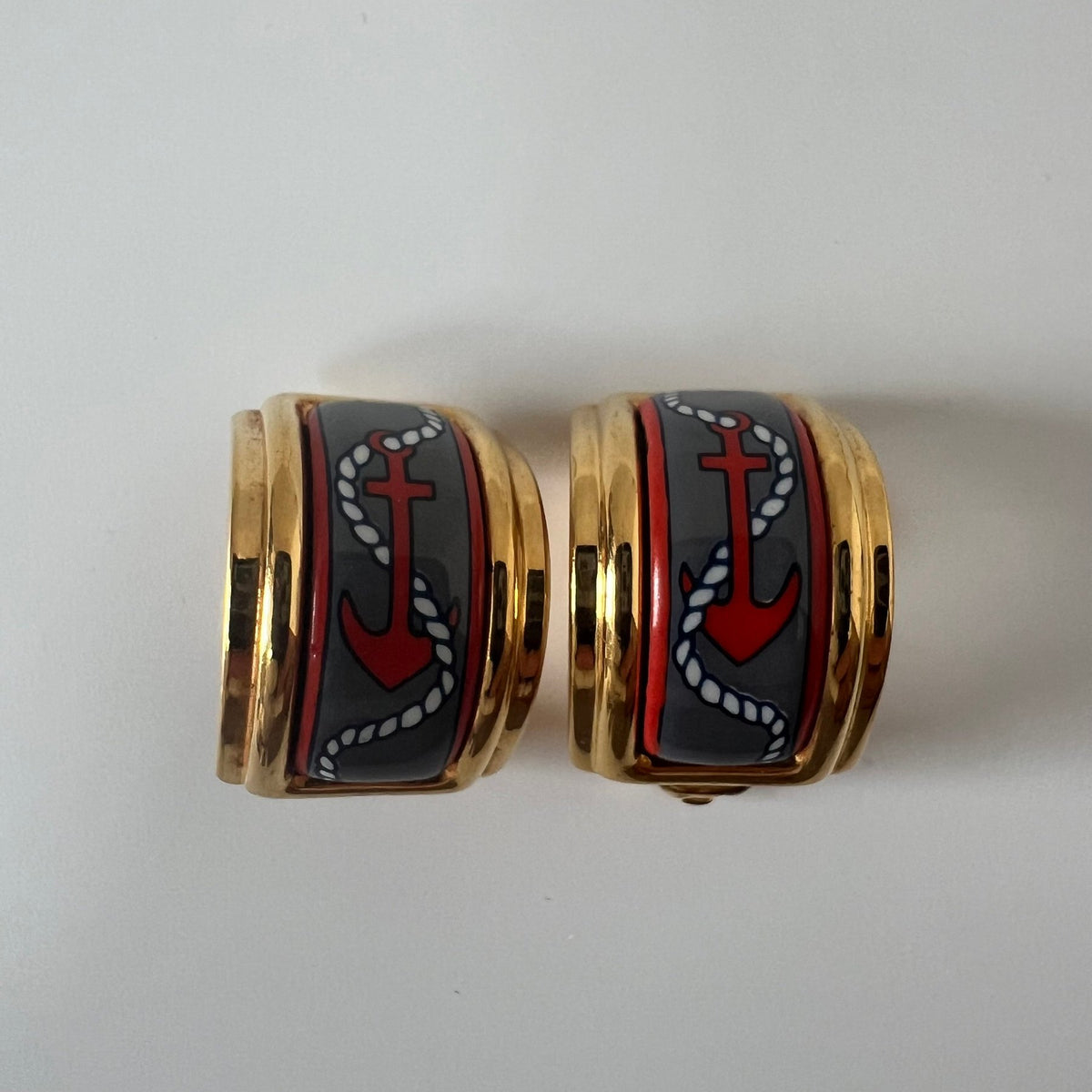Hermès Email Anchor & Rope Enamel Jewellery – Gold-Tone & Multicolour