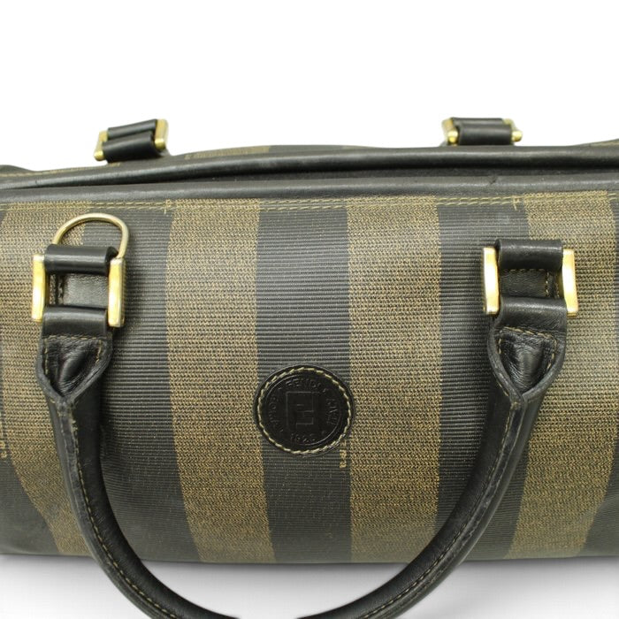 Fendi Pecan Vintage Handbag –black/brown Pequin stripe pattern