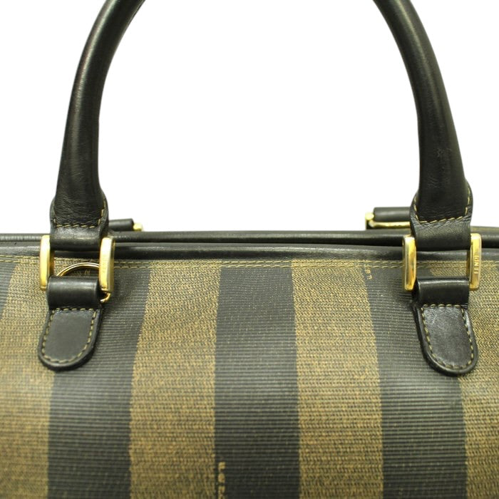 Fendi Pecan Vintage Handbag –black/brown Pequin stripe pattern