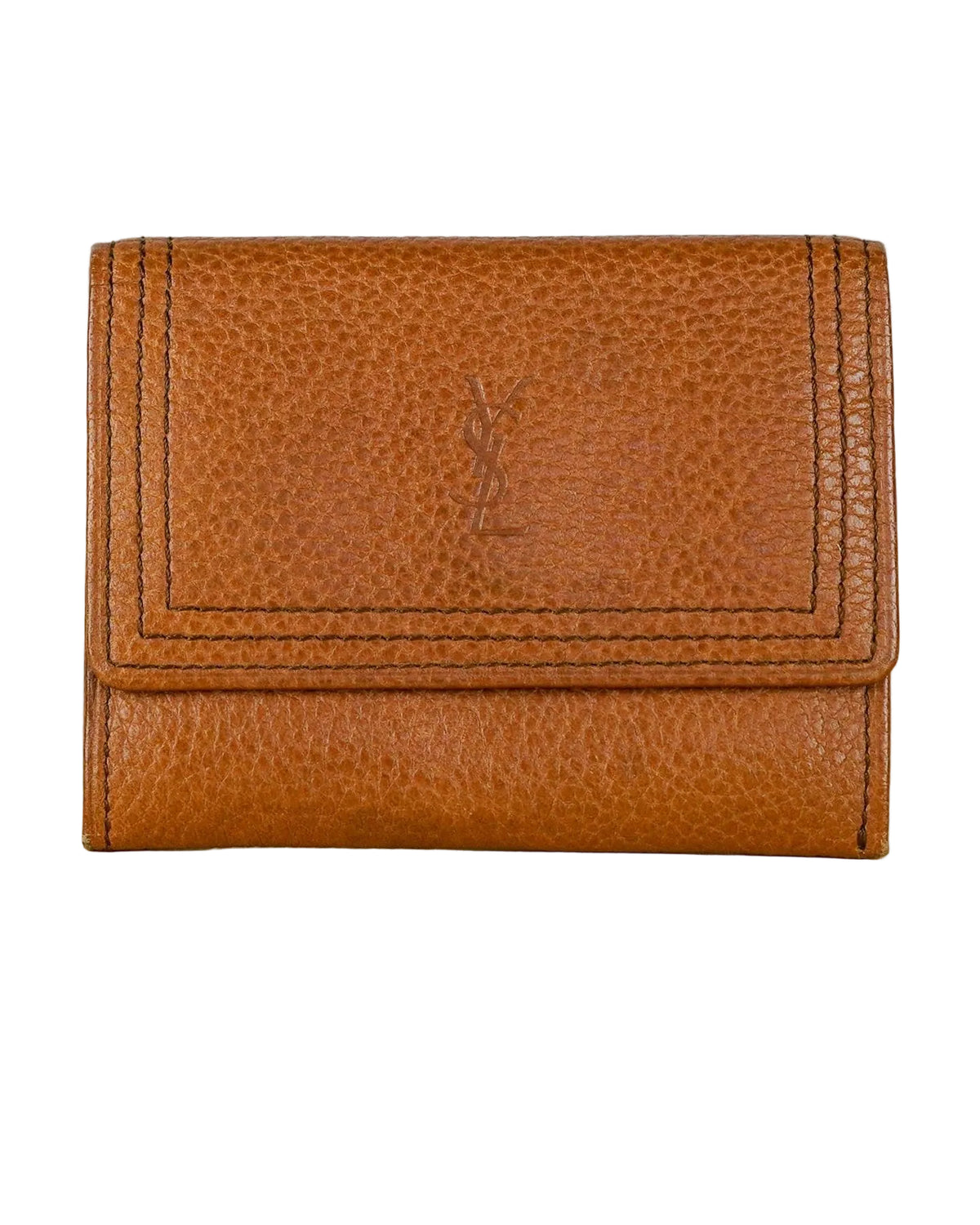 Yves Saint Laurent Brown Leather Wallet and Card Holder