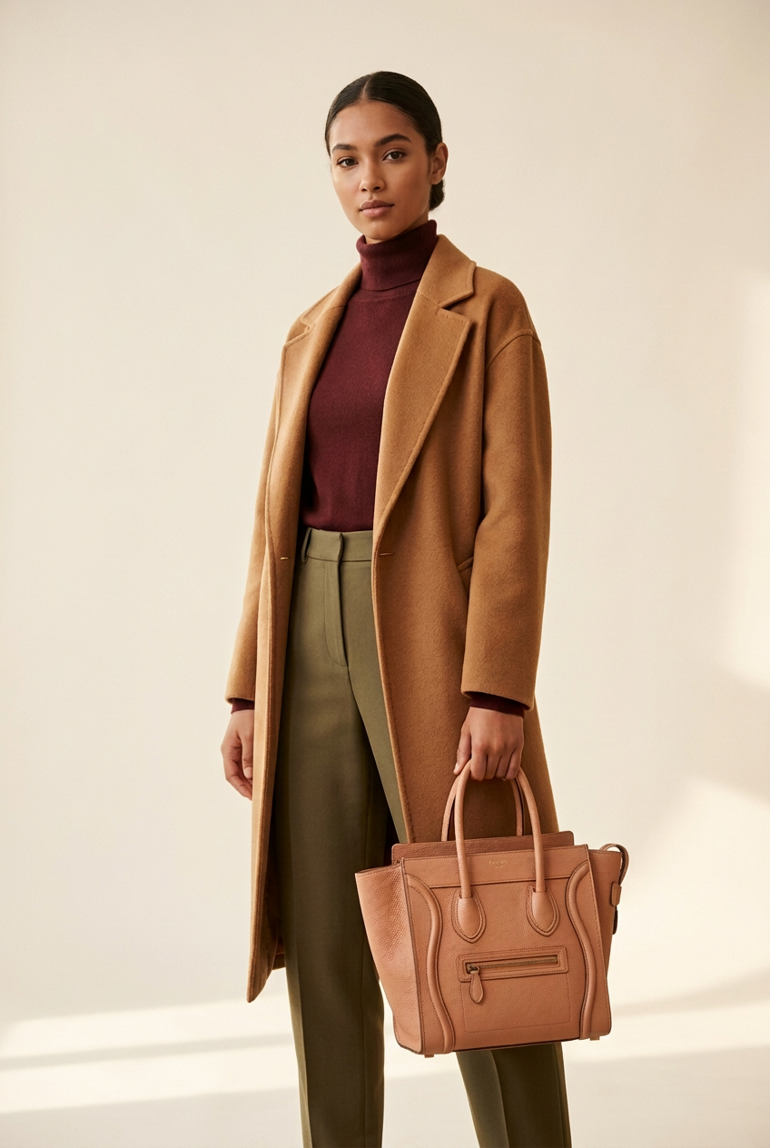 Céline Luggage  Pink and Beige Leather Handbag
