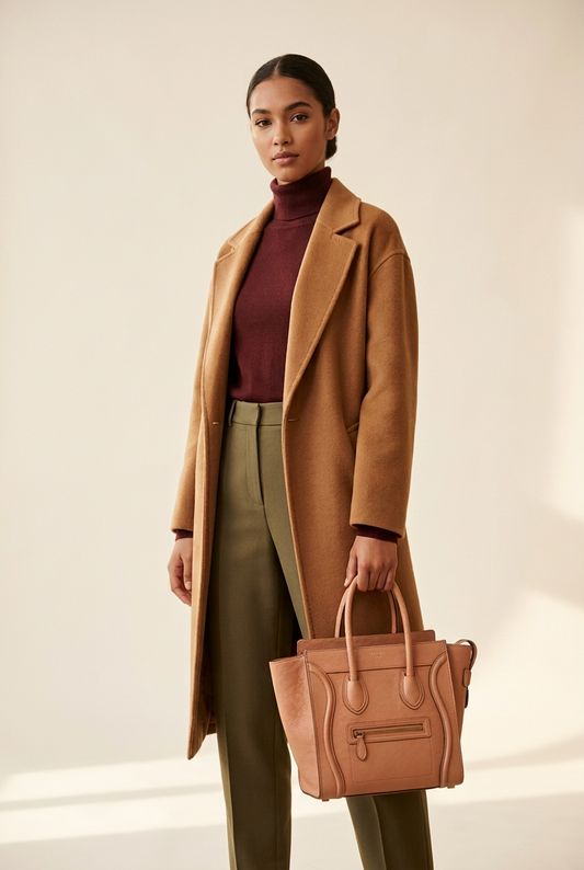 Céline Luggage  Pink and Beige Leather Handbag