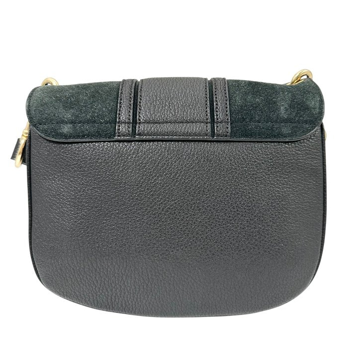 See by Chloé Hana Shoulder Bag – Black Suede & Leather with Gold-Tone Hardware