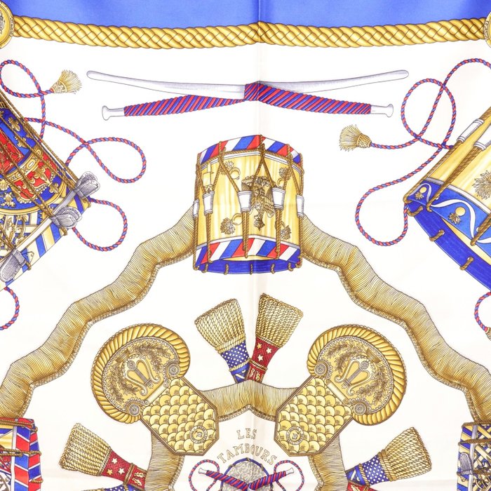 Hermès Les Tambours Carré 90 Silk Scarf by Joachim Metz