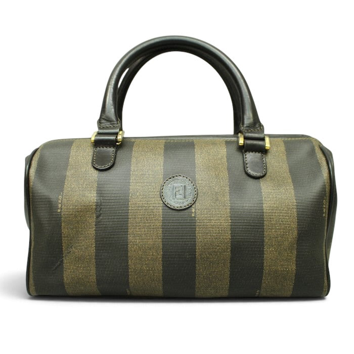 Fendi Pecan Vintage Handbag –black/brown Pequin stripe pattern