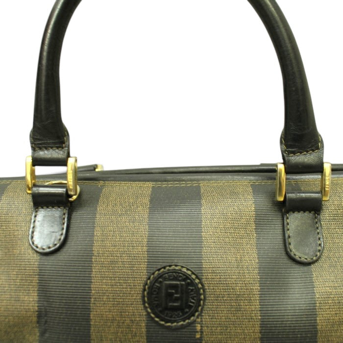 Fendi Pecan Vintage Handbag –black/brown Pequin stripe pattern