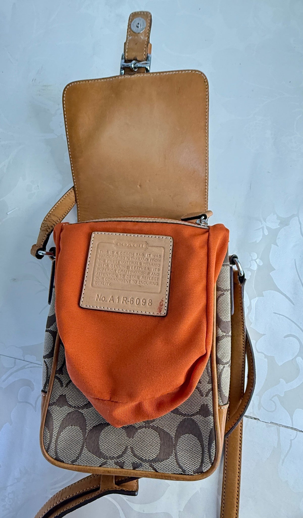 Coach Signature Canvas Crossbody Bag with Leather Flap & Buckle