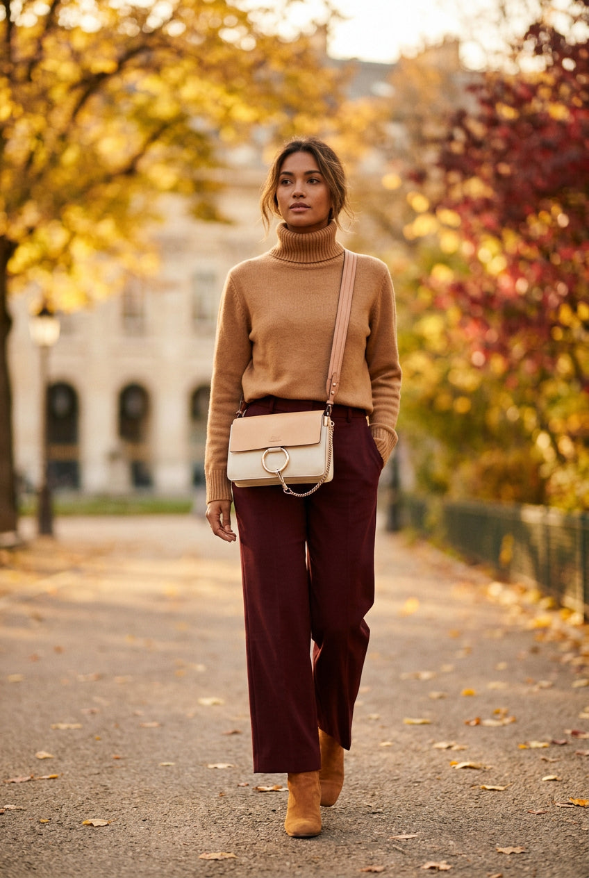 Chloé Faye Shoulder Bag – Beige Leather and Gold-Tone Hardware