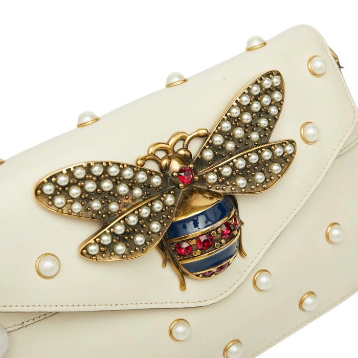 Gucci Broadway Pearl &amp; Bee Chain Shoulder Bag – 2-Way Crossbody