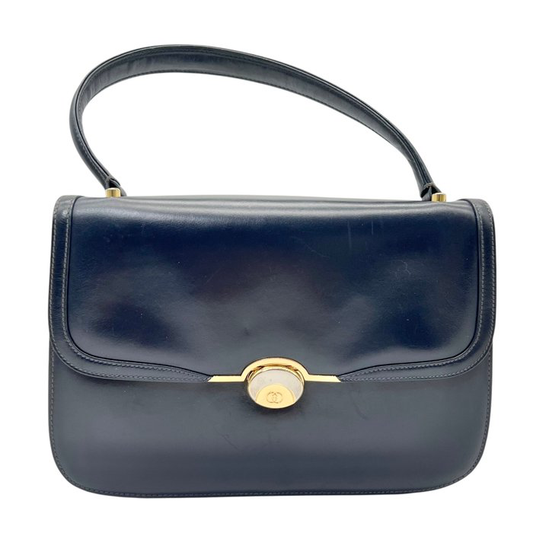 Gucci Leather Top-Handle Handbag Navy