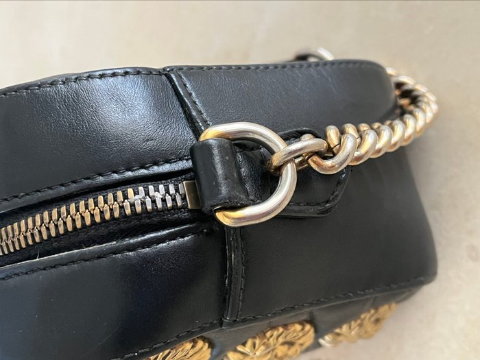 Gucci GG Marmont Animal Studs Black Leather Crossbody Bag