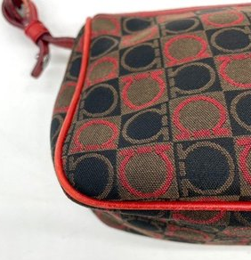 Salvatore Ferragamo Vintage Gancini Handbag – Canvas and Red Leather