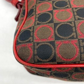 Salvatore Ferragamo Vintage Gancini Handbag – Canvas and Red Leather