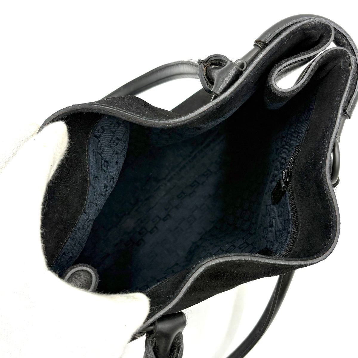 Gucci Tom Ford Era Horsebit Suede Shoulder Bag in Black
