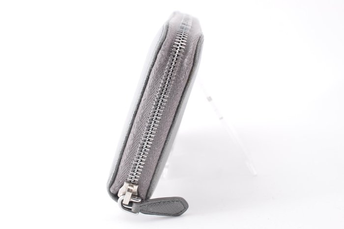 Prada Grey Saffiano Leather Zip-Around Wallet